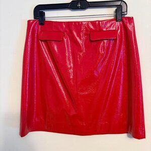 Alexa Chung faux patent leather red mini skirt. Size 10
